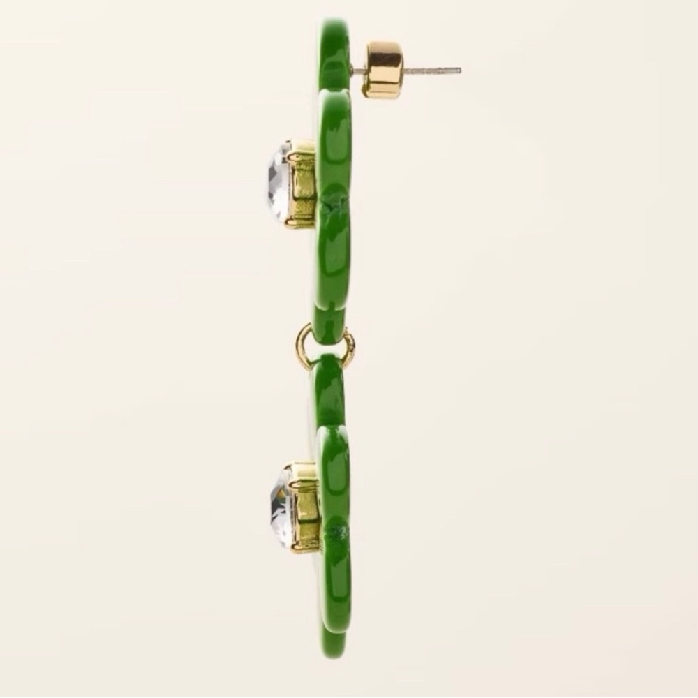 kate spade Green Floral Earrings with Crystal Centers - Picture 2 of 3